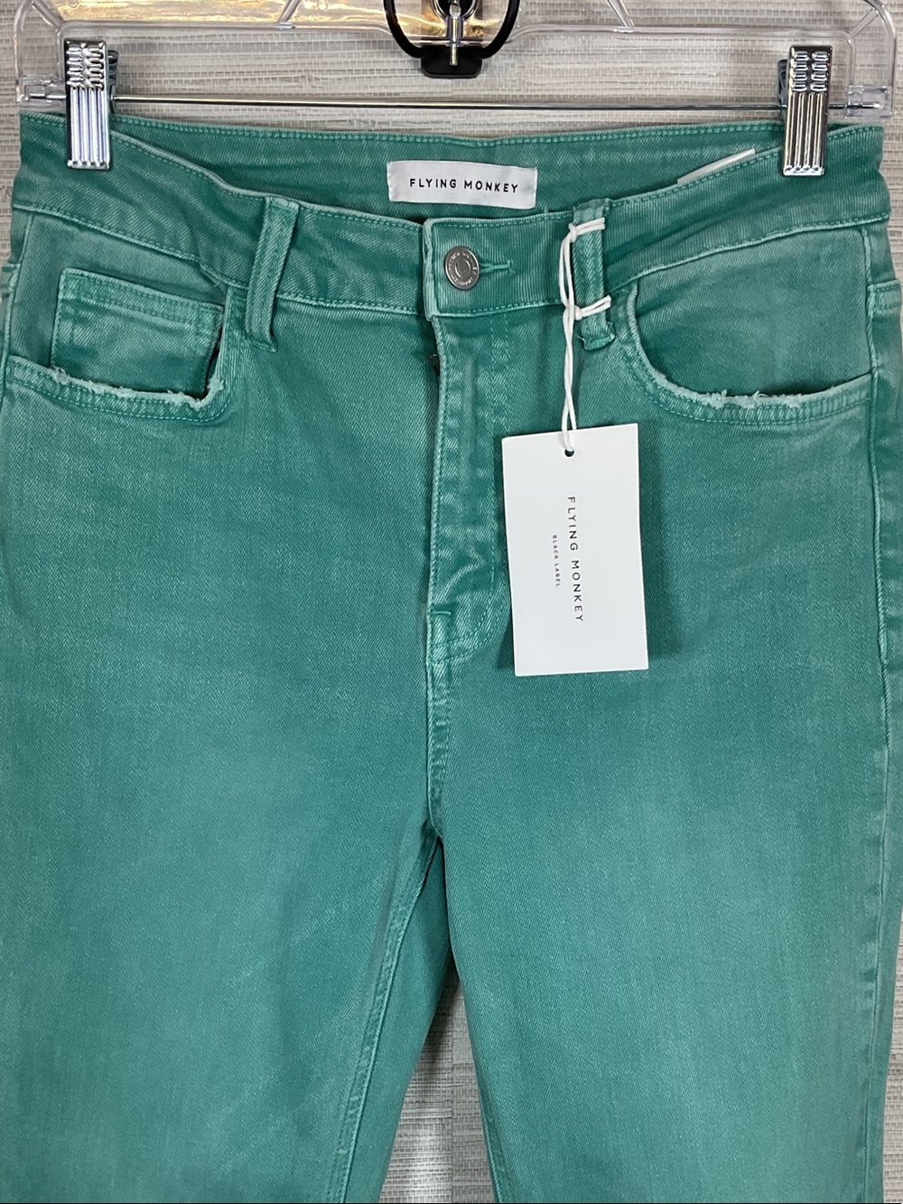 Flying Monkey High Rise Slim Straight Jeans Latino Bay Teal Green NWT 28 - Picture 2 of 10